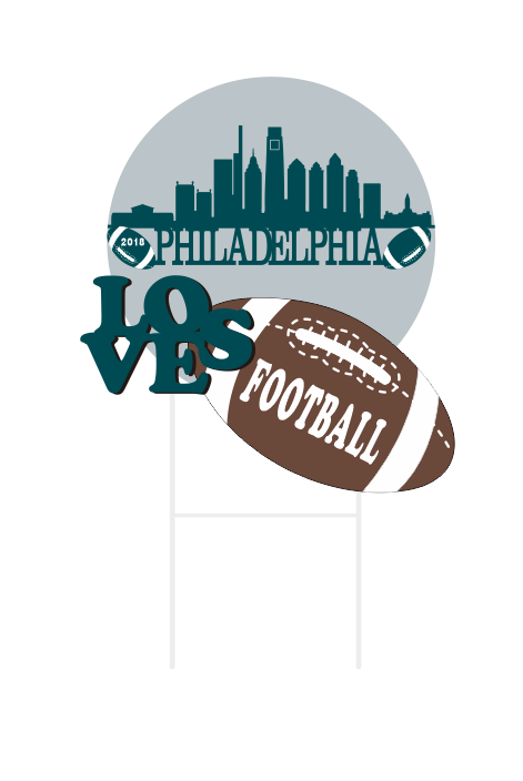 "Philadelphia Loves Football" Metal Garden Stake - Jersey Devil Sales product image