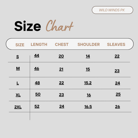 Size Chart – Wild Winds Pk