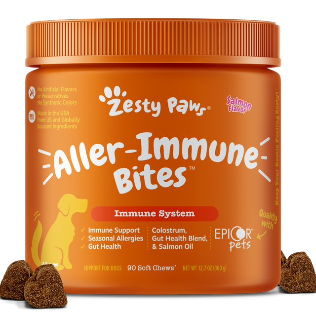  Zesty Paws Dog Allergy Relief - Anti Itch Supplement - Omega 3  Probiotics for Dogs - Salmon Oil Digestive Health - Soft Chews for Skin &  Seasonal Allergies - Epicor