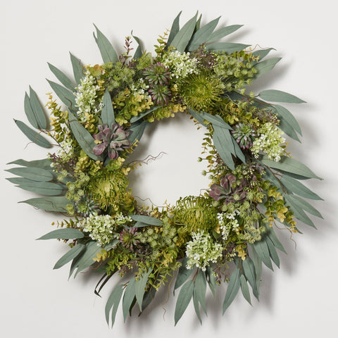 Green Hydrangea, Eucalyptus, Berry & Boxwood Spring All Seasons Wreath –  Darby Creek Trading