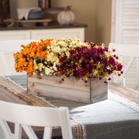 Centerpiece Wood Box (Large) - Flowers and Vase / Pink