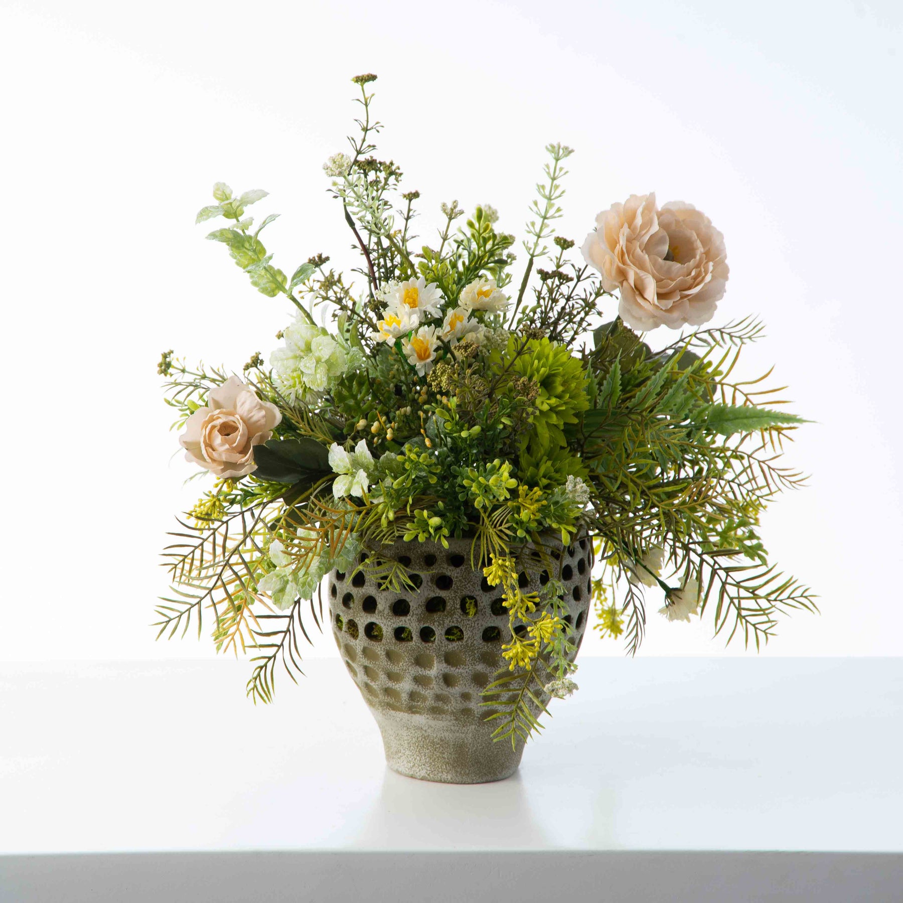Artificial Midsummer Meadow Wild Flower Arrangement in Jam Jar Vase - Faux  Fake Floral Home Decoration - Measures H25cm