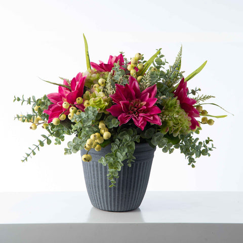 Faux Zinnia Mum Bush Outdoor Fall Arrangement Urn Filler- Available In –  Darby Creek Trading