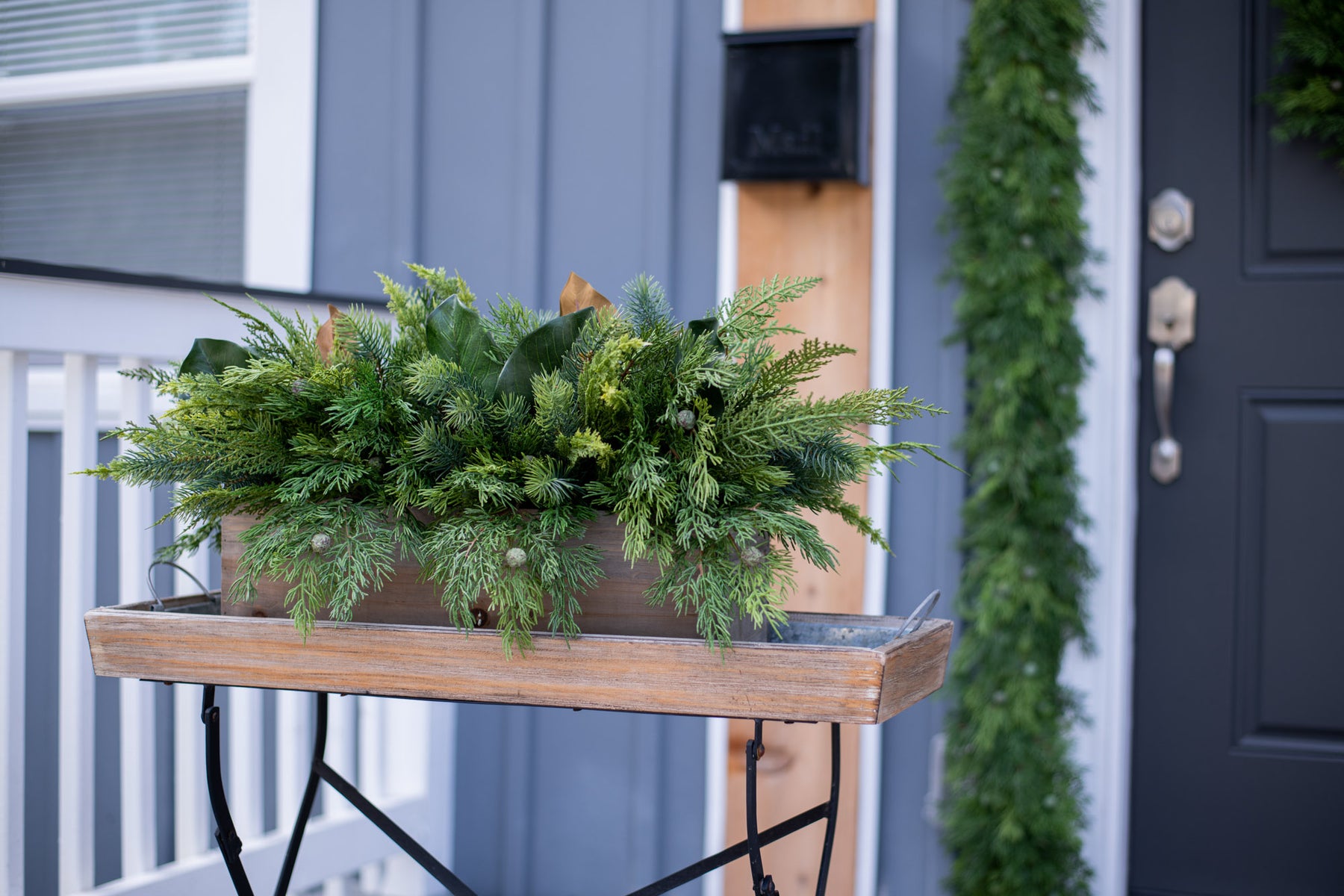 Mixed Winter Greenery & Pinecone Rustic Arrangement in White Birch Cyl –  Darby Creek Trading