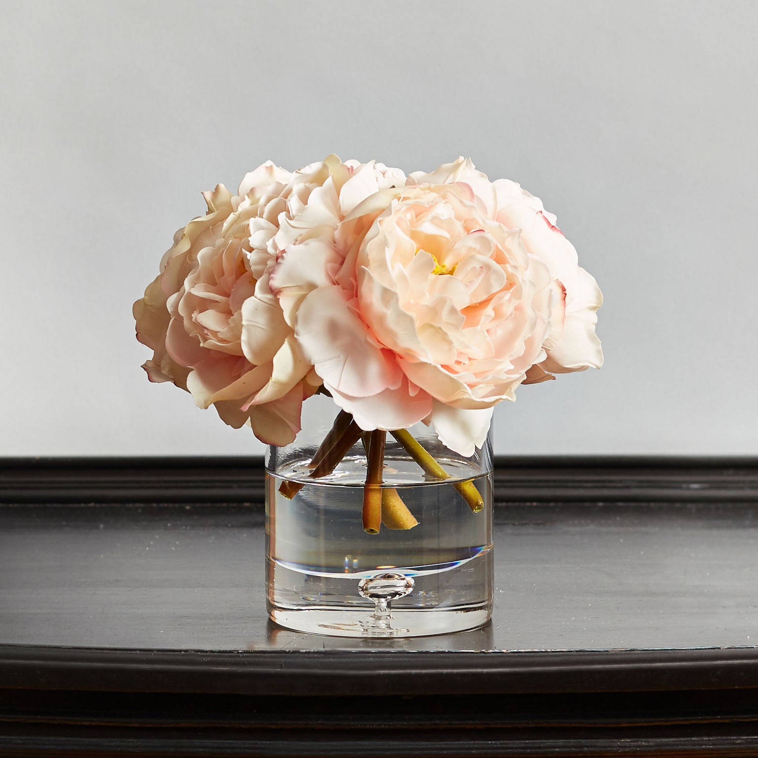 Blush Real Touch Peony Floral Arrangement in Clear Glass Vase