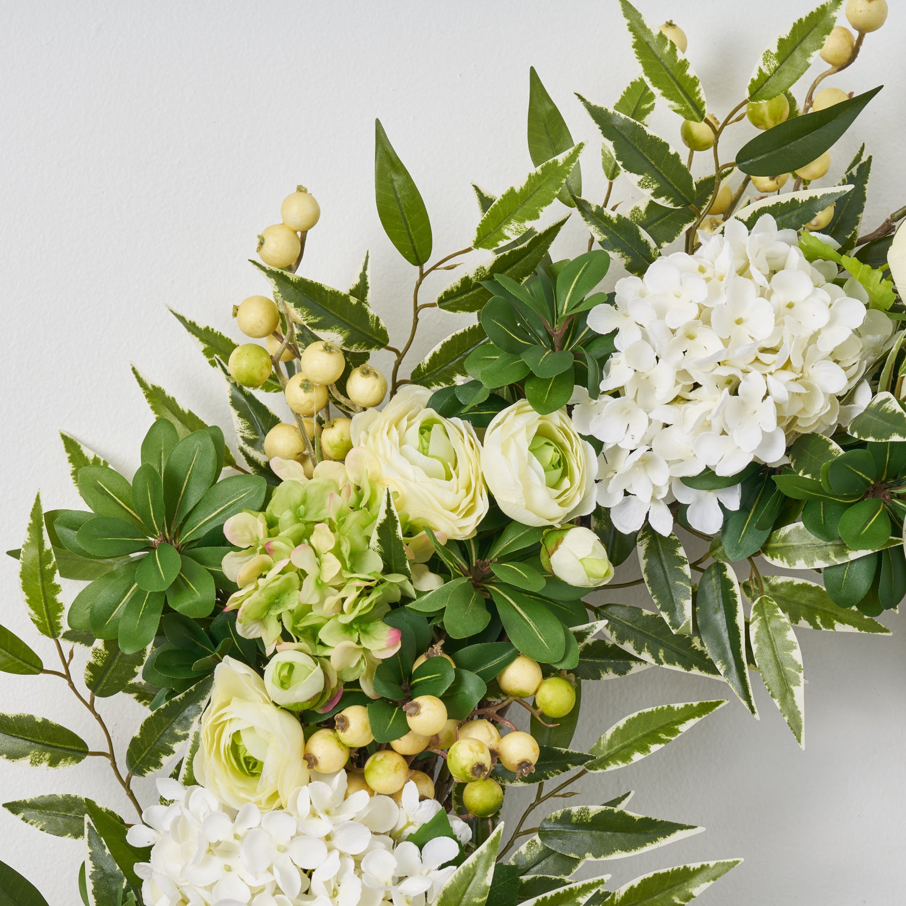 Nearly Natural 6 ft. Hydrangea Garland with White Roses