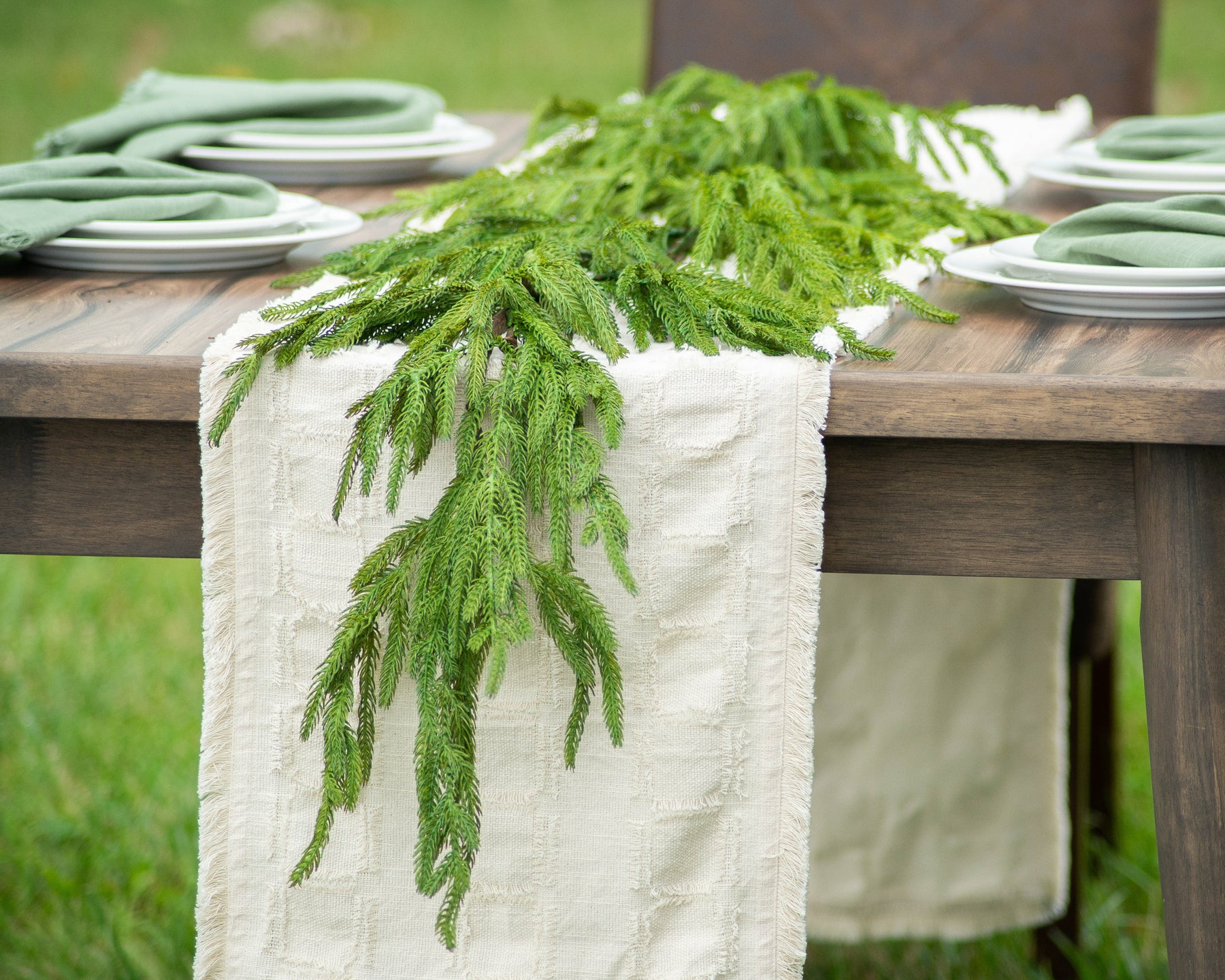 Soft Touch, White Norfolk Pine Garland - 72” - Greenery Market