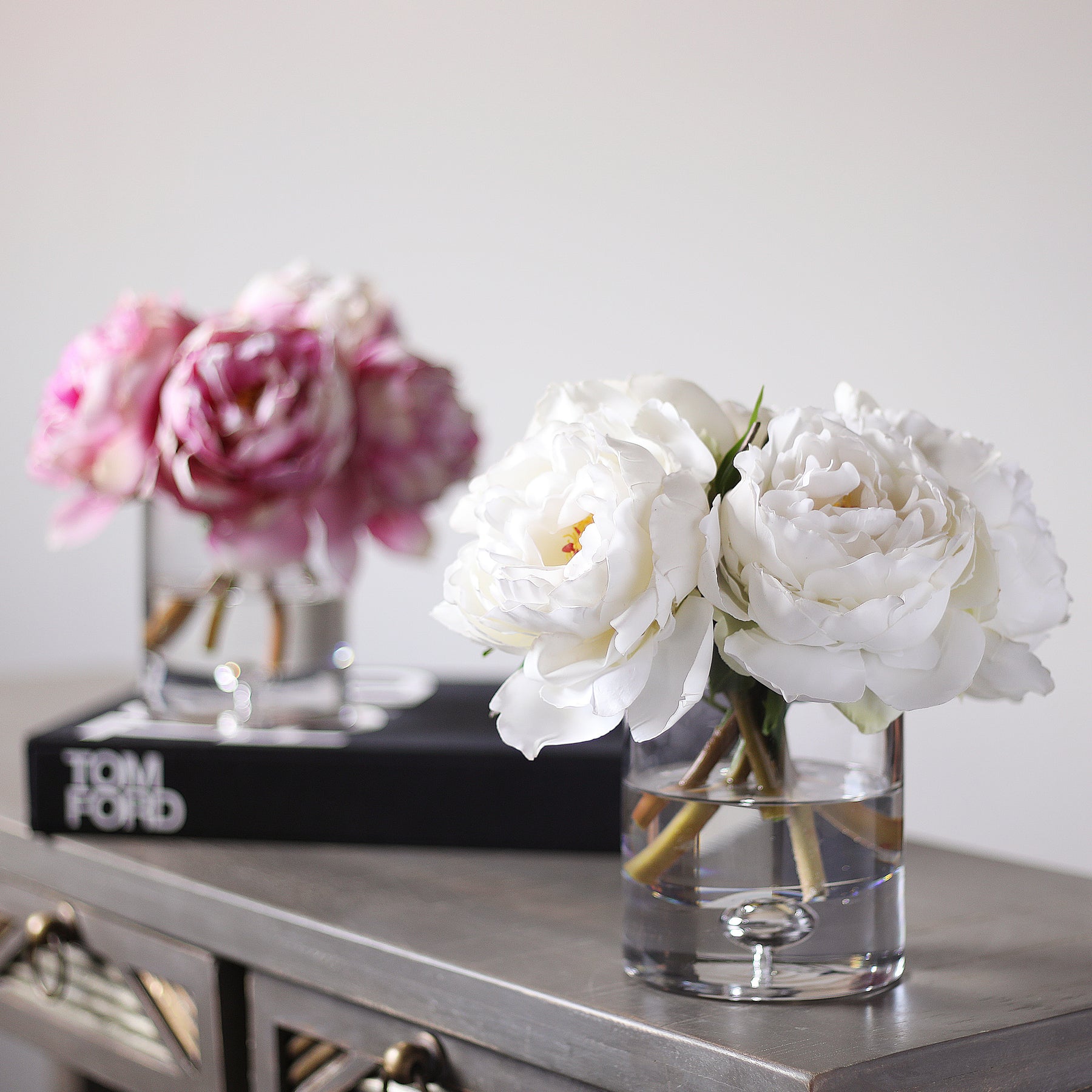 Buy White Real-touch Peonies Arrangement Artificial Faux Table