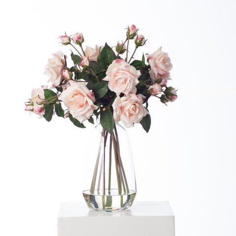 Blush Pink Real Touch Rose & Buds Floral Arrangement in Modern