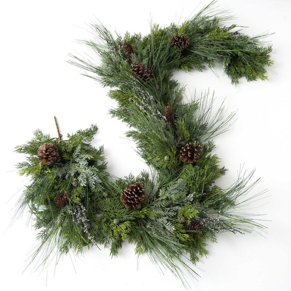 Frosted Long Needle & Mixed Juniper Winter Christmas Mantle Garland Ta# ...