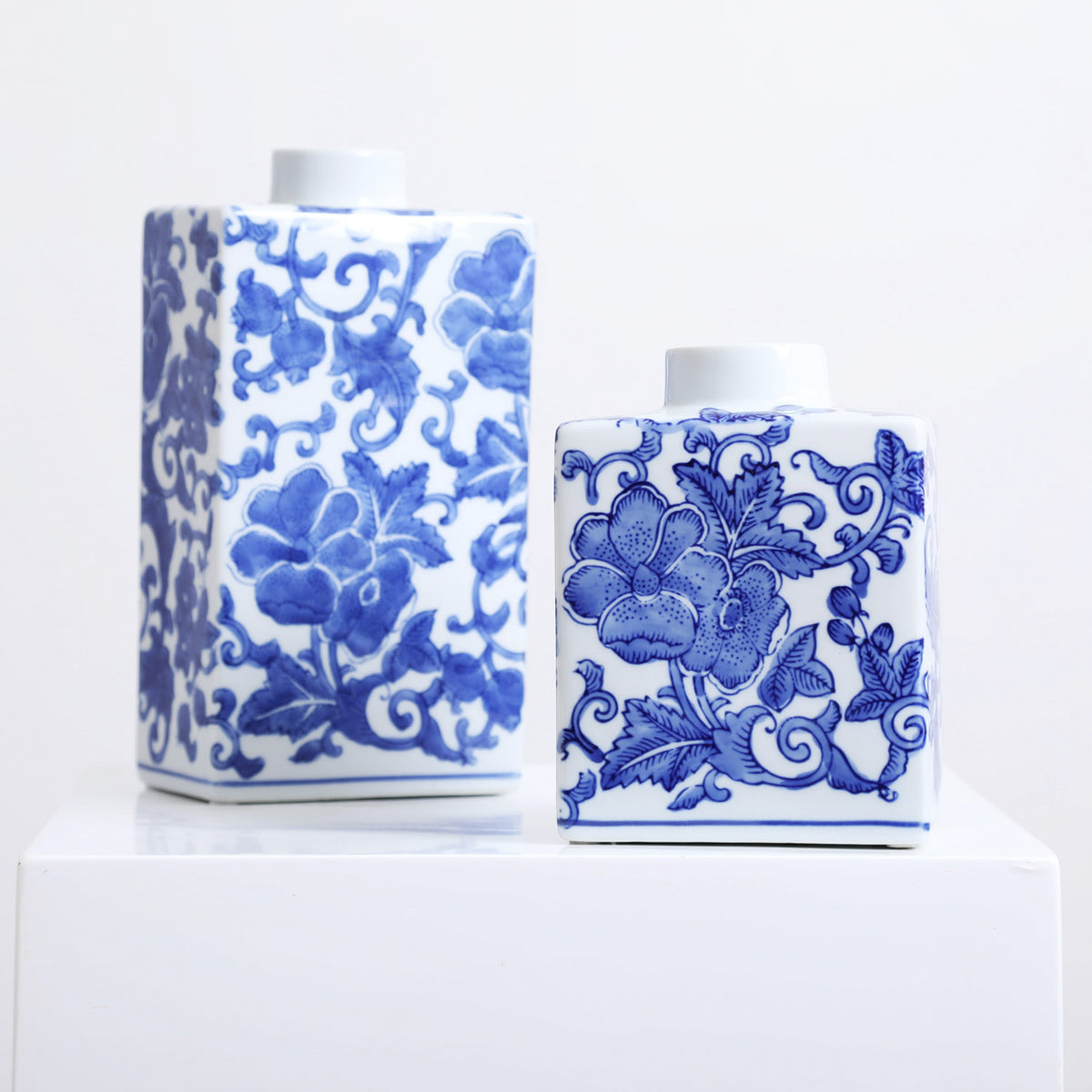 Blue & White Floral Chinoiserie Porcelain Decor Vase - Available in 2 # ...