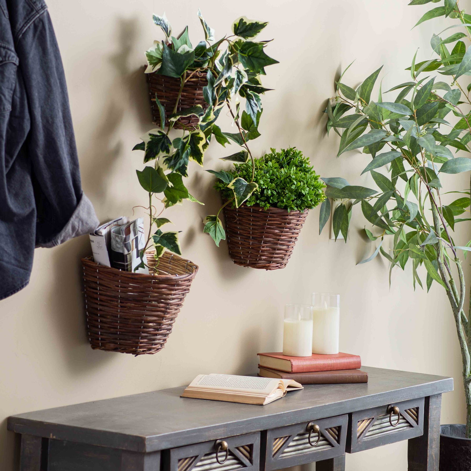 indoor wicker hanging baskets