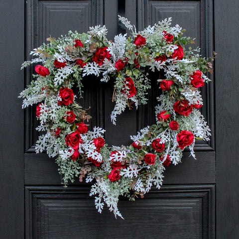Valentine White Pink or Red Berries Grapevine Heart Shaped Wreath –  CrazeAbout