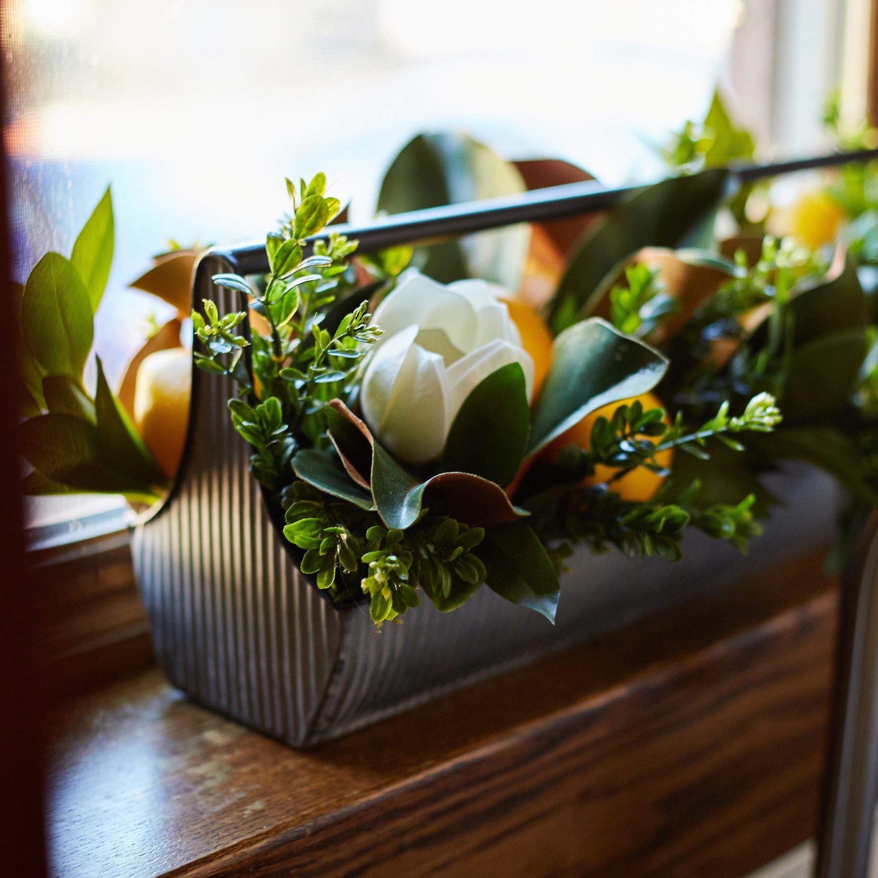 Real Touch White Magnolia Floral Arrangement Centerpiece in Blue and W – Darby  Creek Trading