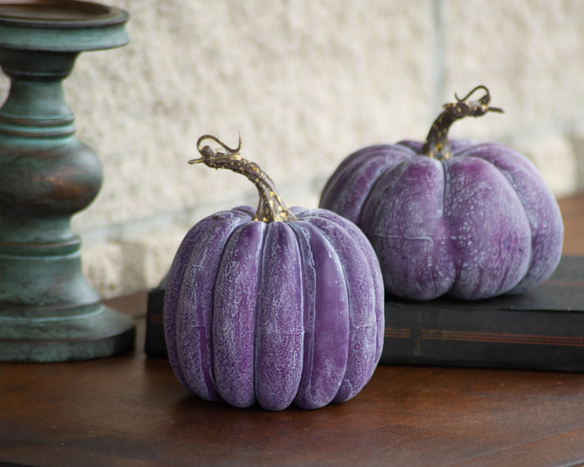 Purple Weathered Thanksgiving Harvest Halloween Colorful Pumpkin Set