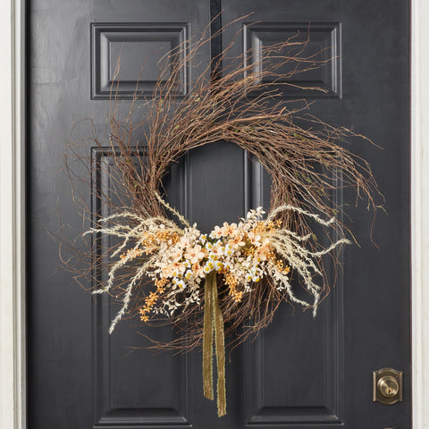 How to Make An Asymmetrical Spring Wreath For Front Door - Open