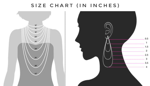 jewelry size guide for necklaces and earrings
