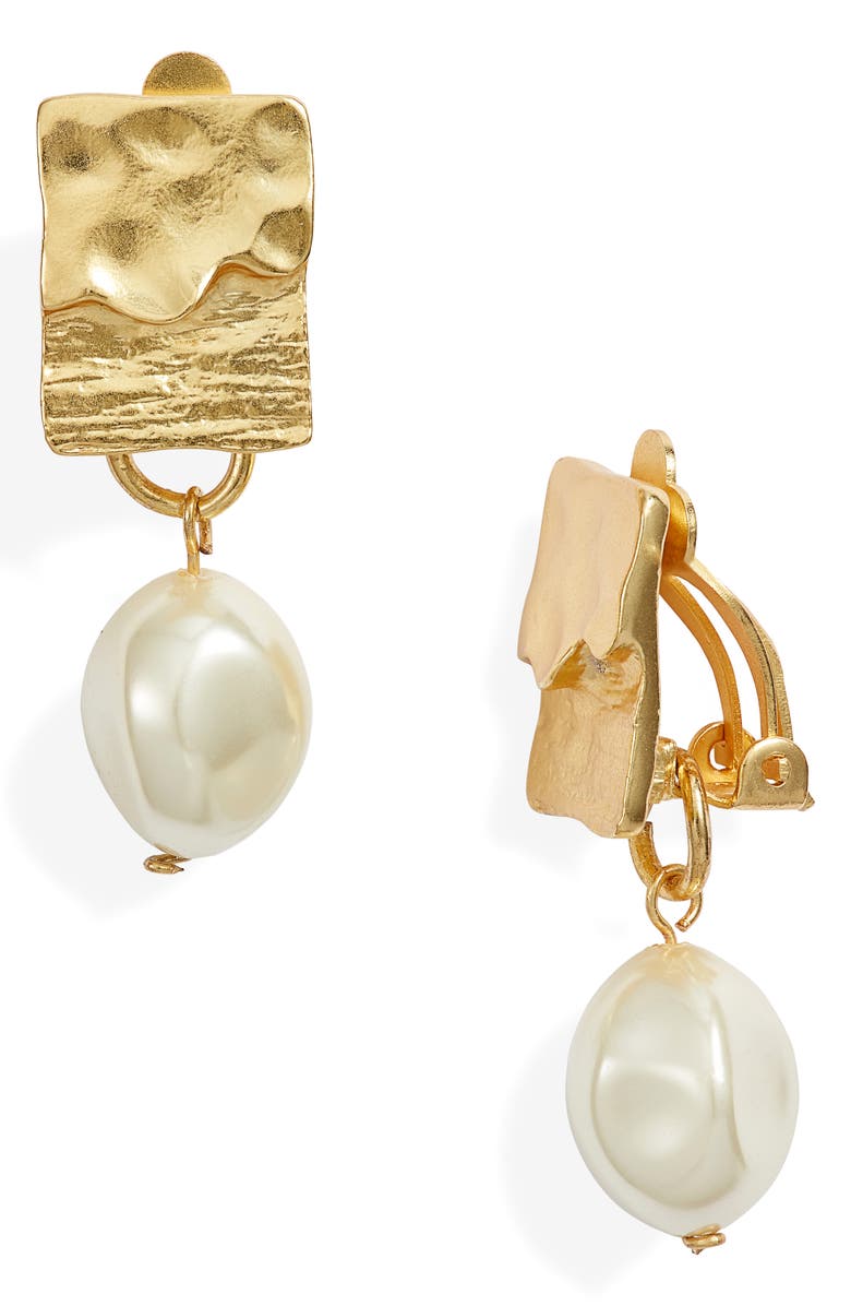 Pearl drop clip-on earrings – Karine Sultan