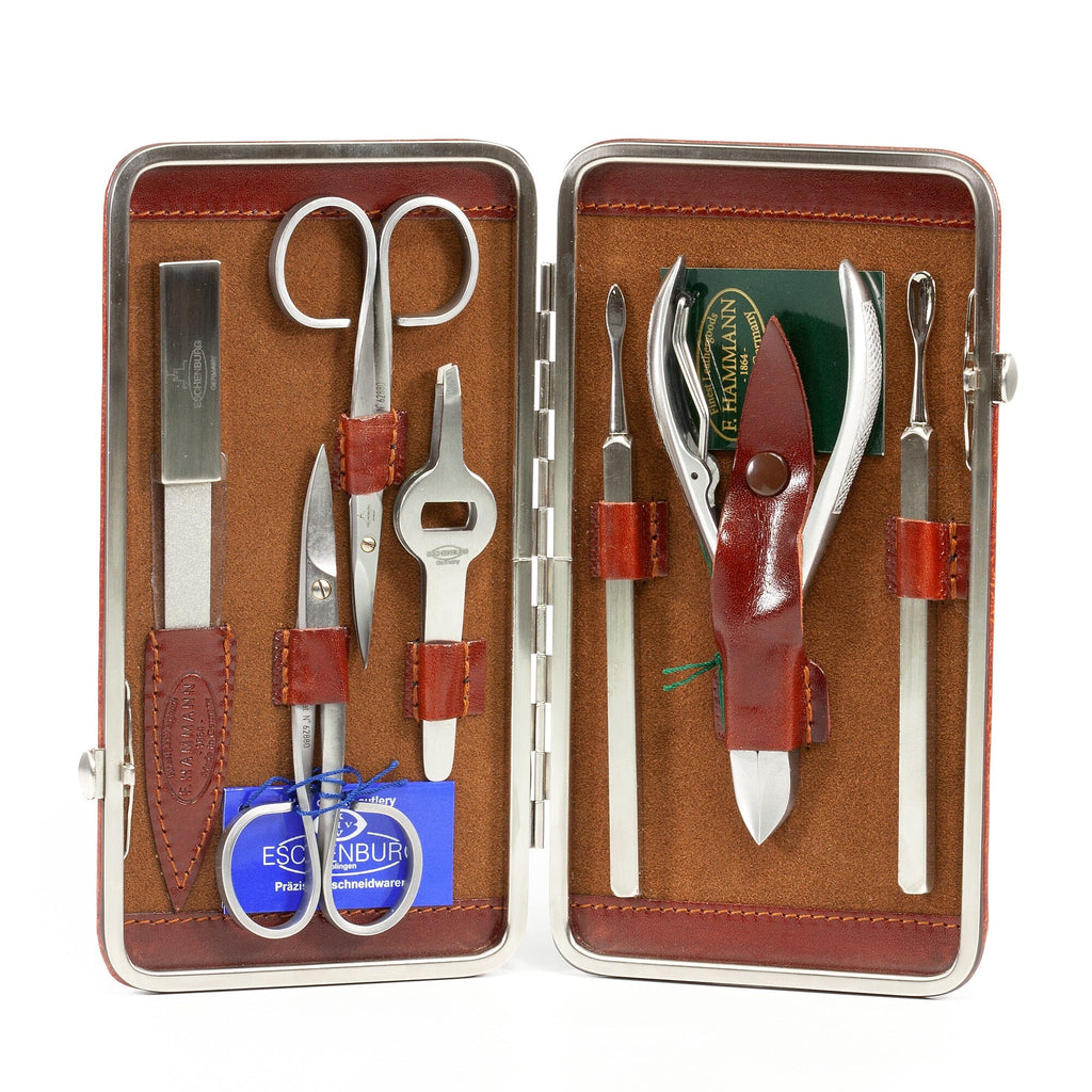 F. Hammann 7-Piece Stainless Steel Manicure Set with Leather Case ...