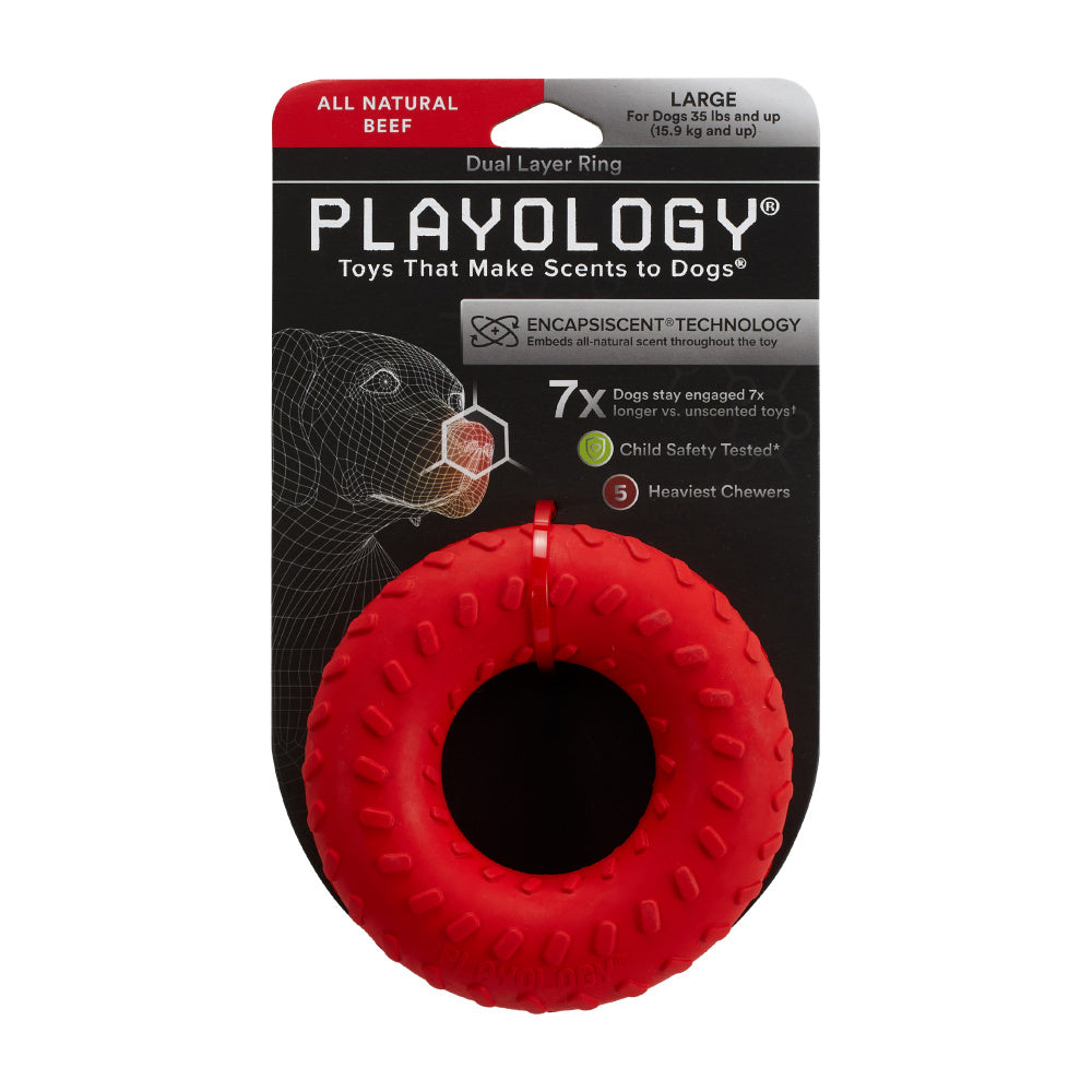 Playology Dual Layer Bone Dog Toy Peanut Butter Large