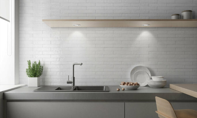 Mini Subway Tiles 45x235 Gloss Full White Kitchen Splash Back