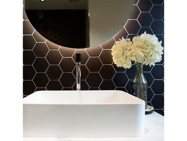 Porcelain Mosaic Hexagon 95x110 Matt Black Bathroom Tiles