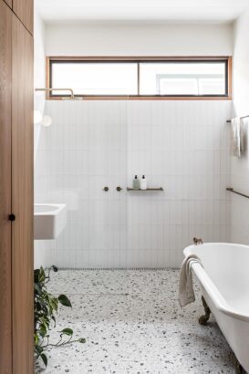 White Wall Tiles Terrazzo Floor Tiles Bathroom