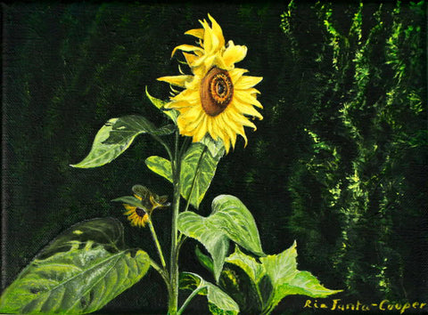 The Sunflower acrylic original painting by Rhia Janta-Cooper
