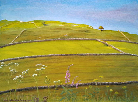 Sweadale Wildflowers Meadows Painting by Rhia Janta-Cooper