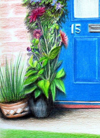 Blue Door detail painting by Rhia Janta-Cooper