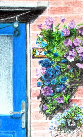 Blue Door detail painting by Rhia Janta-Cooper