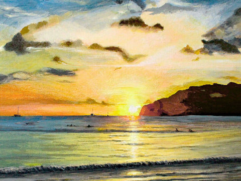Detail of the Original Painting Sunset in San Juan del Sur by Rhia Janta-Cooper