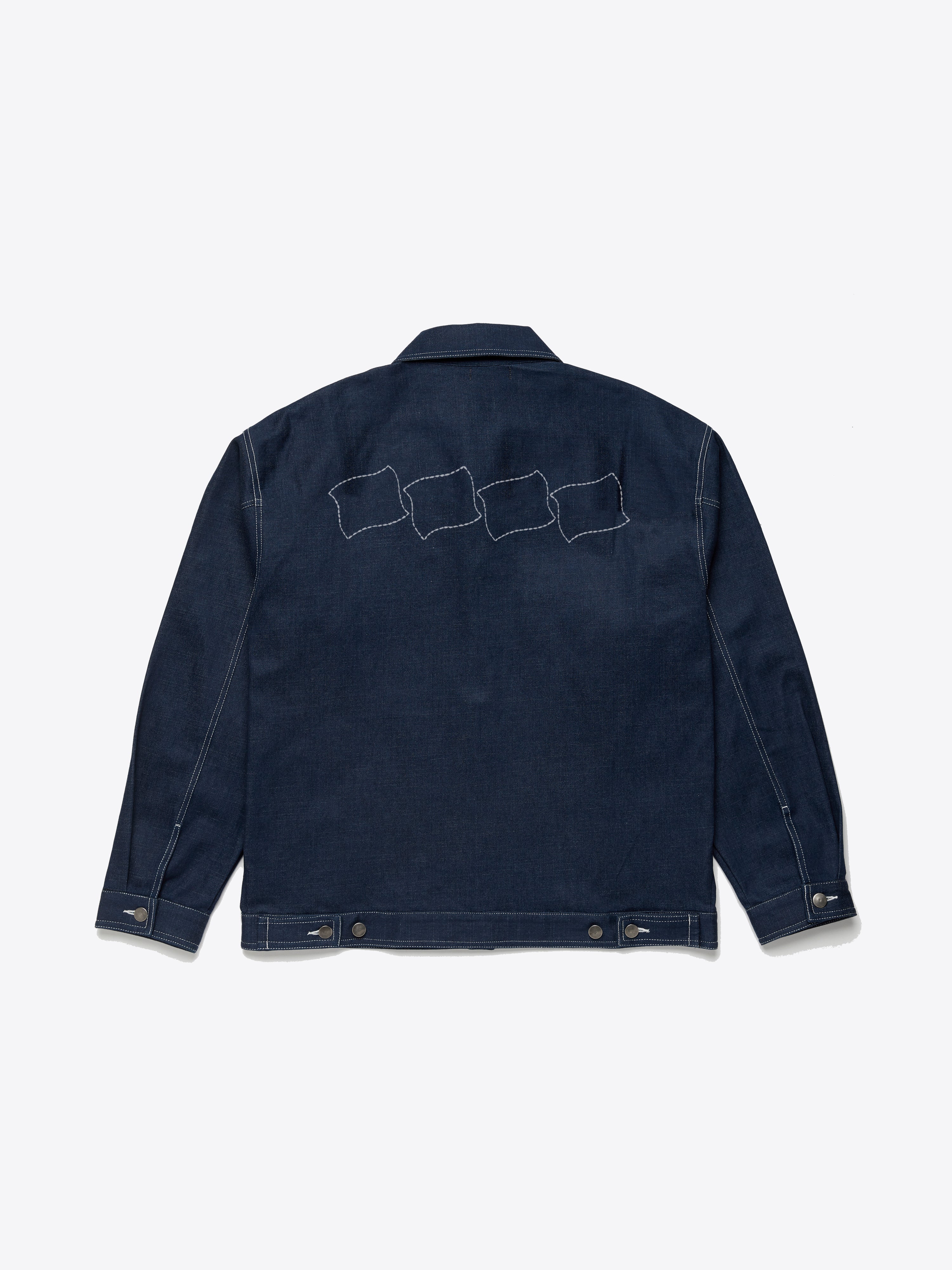 Contrast Stitch Denim Jacket - Navy