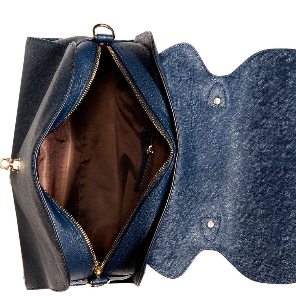 navy leather handbags