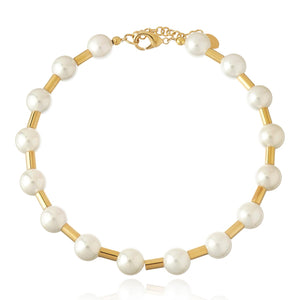 Hebe Necklace - Pearl Gold