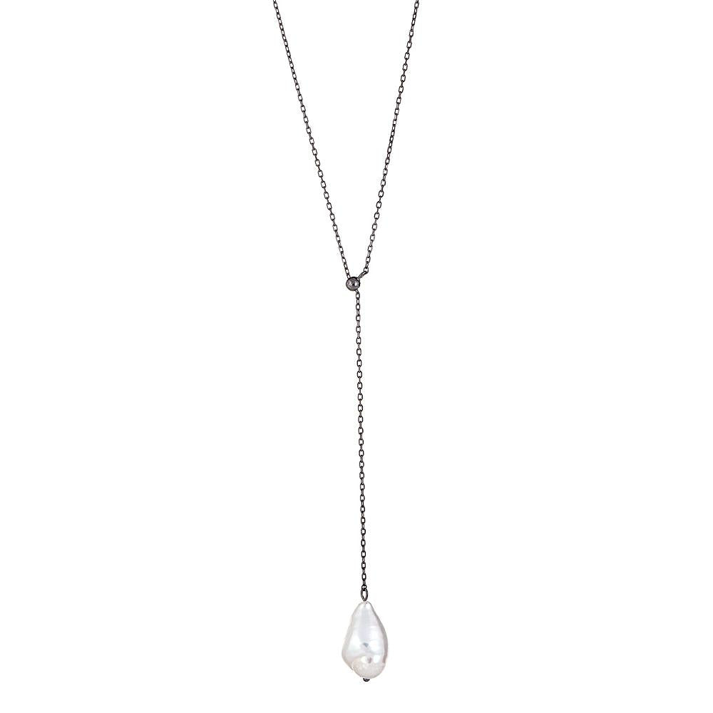 pearl drop necklace silver