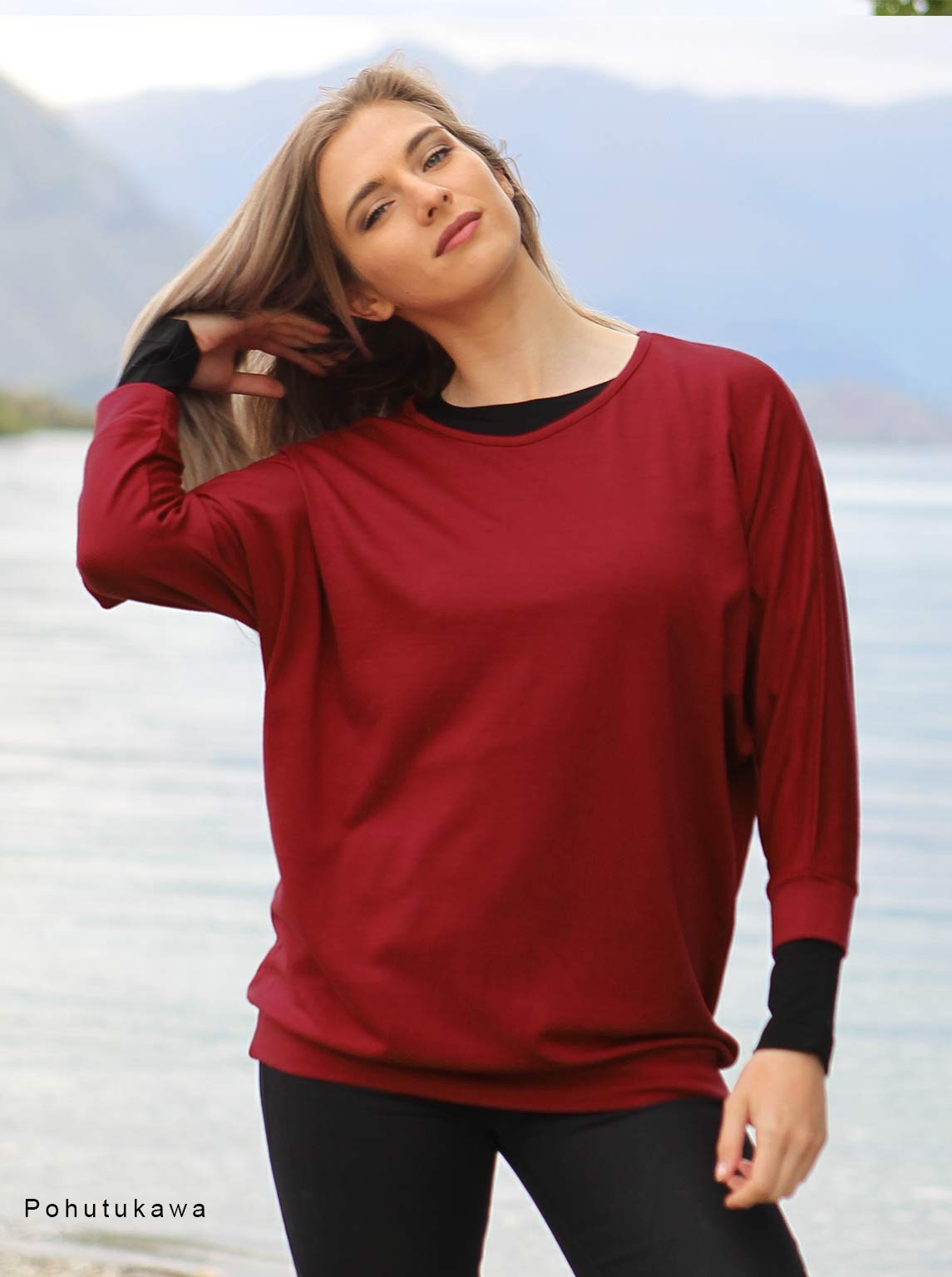 Merino Batwing 3/4 Sleeve - Glowing Sky New Zealand product image