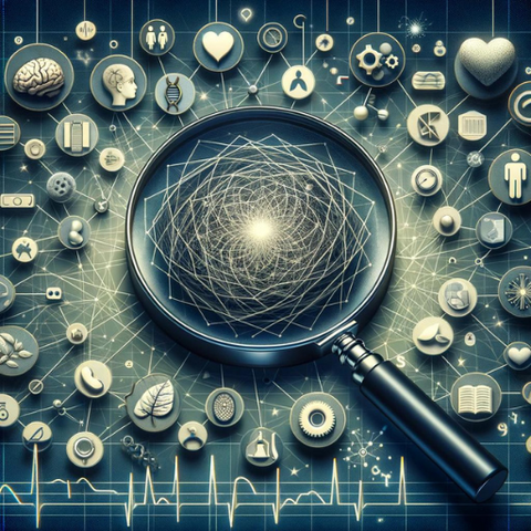 Image that shows how to identify sleep disorders, using a magnifying glass as a metaphor