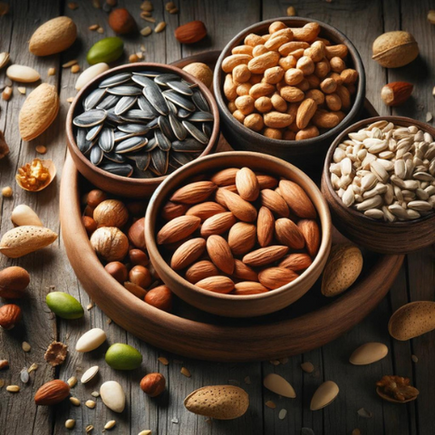 Nuts and seeds help reduce stress because of Vitamin E and Magnesium