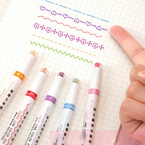 6 Pcs Line Shaped Colorful Stamp Markers – Funcraft