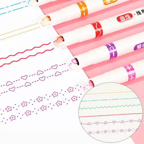 6 Pcs Line Shaped Colorful Stamp Markers – Funcraft