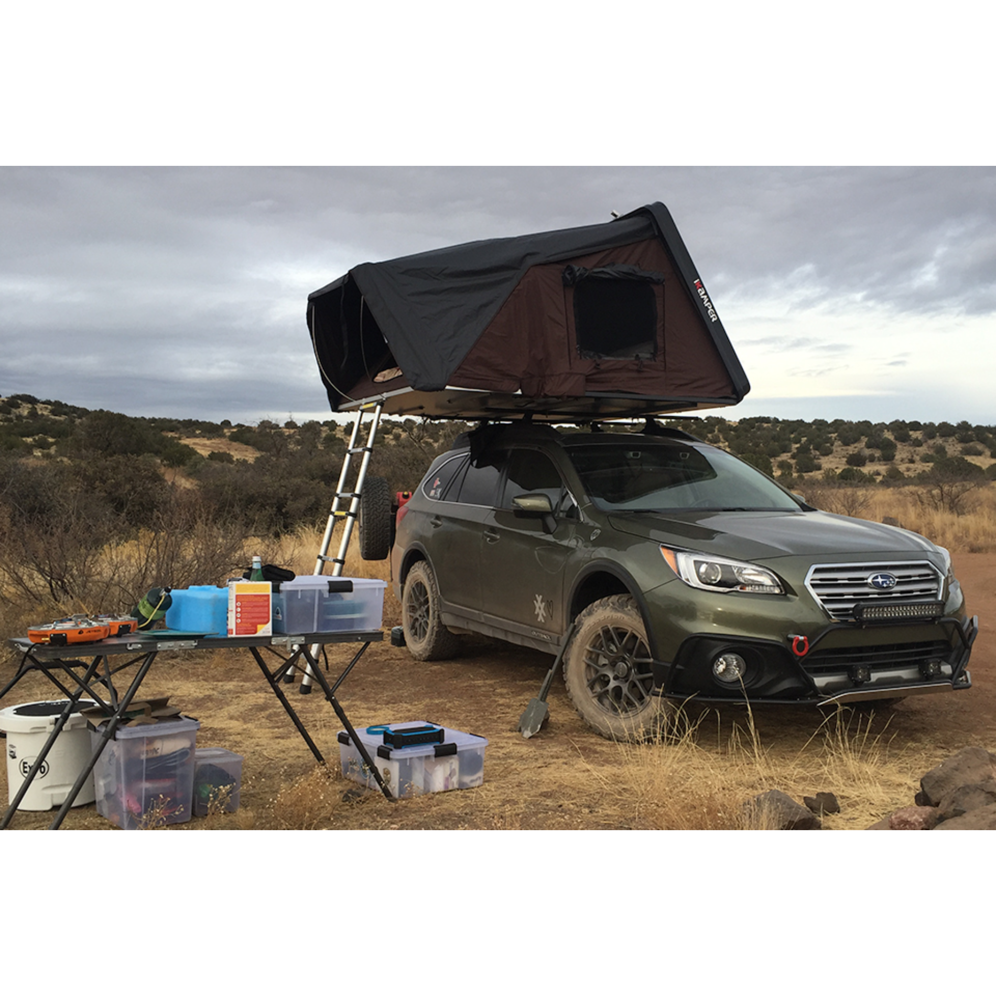 HD Bundu Hard Shell Roof Top Tent-Grey Body & Green Rainfly