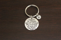 Cousin to cousin, we will always be, a couple of nuts off the family tree keychain
