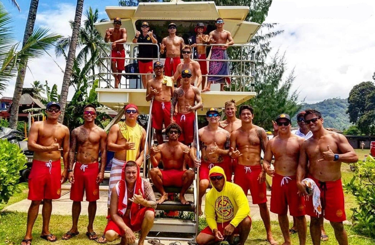 Lifeguard team on duty in Maui Rippers Uniform Boardshorts