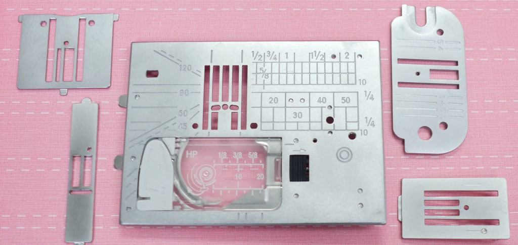 several different types of straight stitch needle plates