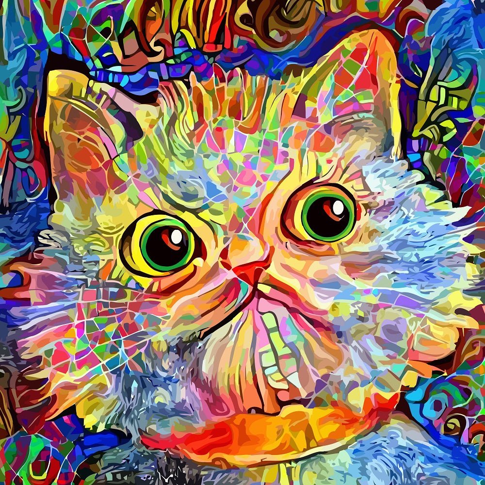 Impressionist Cat Portrait #9 Fabric Panel