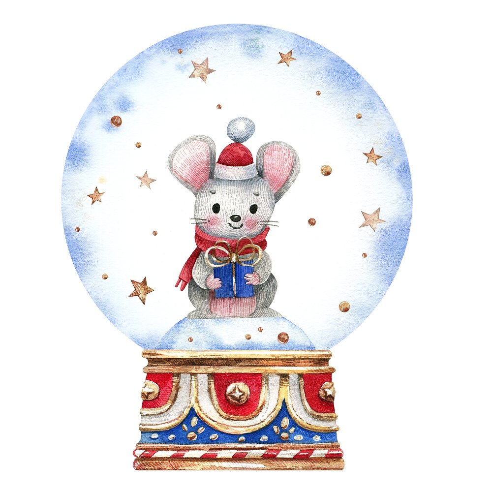 Mouse in Snowglobe Fabric Panel