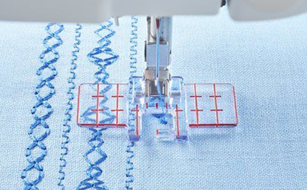 showing how the parallel stitch foot looks in use