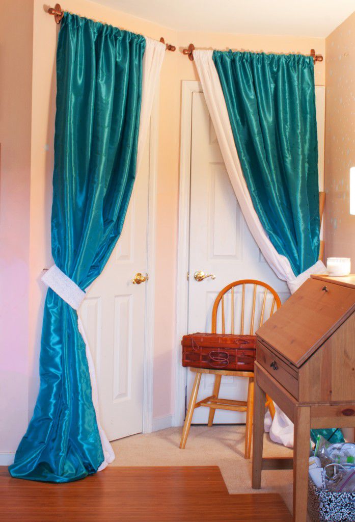 DIY Sewing Room Glam Up Series - Closet Door Drapes and Homemade Curta