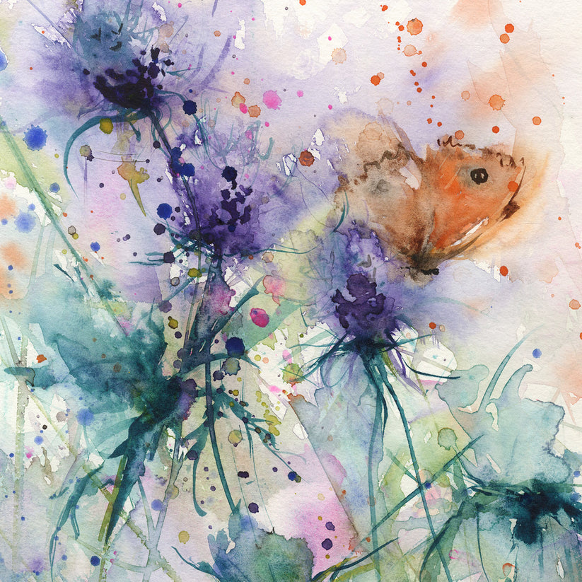Contemporary floral art print from original watercolour butterfly on a ...